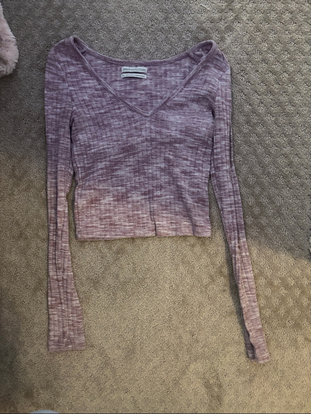 Urban Outfitters Heathered Mauve V-Neck Long Sleeve Top
